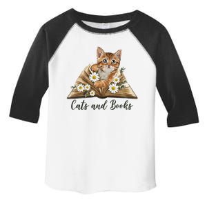 Cats And Books Floral Cute Toddler Fine Jersey T-Shirt