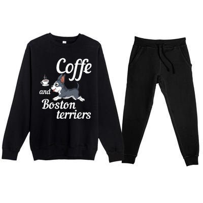 Coffee And Boston Terrier Premium Crewneck Sweatsuit Set