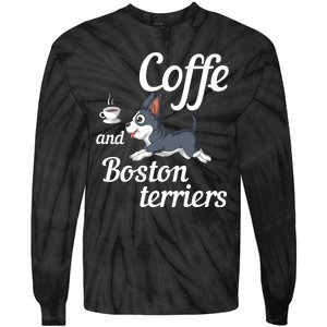 Coffee And Boston Terrier Tie-Dye Long Sleeve Shirt