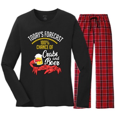 Crabs And Beer Chesapeake Blue Crab Crabbing Men Women Women's Long Sleeve Flannel Pajama Set 