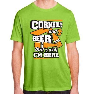 Cornhole And Beer That's Why I'm Here Funny Cornhole Adult ChromaSoft Performance T-Shirt