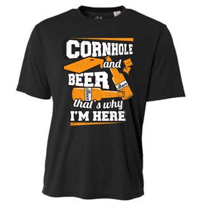 Cornhole And Beer That's Why I'm Here Funny Cornhole Cooling Performance Crew T-Shirt