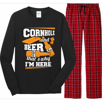 Cornhole And Beer That's Why I'm Here Funny Cornhole Long Sleeve Pajama Set