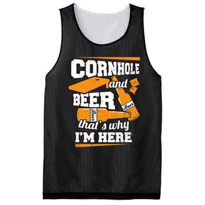 Cornhole And Beer That's Why I'm Here Funny Cornhole Mesh Reversible Basketball Jersey Tank