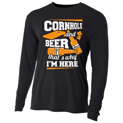 Cornhole And Beer That's Why I'm Here Funny Cornhole Cooling Performance Long Sleeve Crew