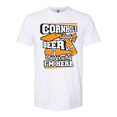 Cornhole And Beer That's Why I'm Here Funny Cornhole Softstyle CVC T-Shirt