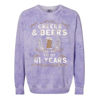 Cheers and Beers to 41 Years 41st Birthday Anniversary  Colorblast Crewneck Sweatshirt