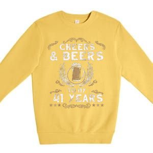 Cheers and Beers to 41 Years 41st Birthday Anniversary  Premium Crewneck Sweatshirt