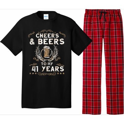 Cheers and Beers to 41 Years 41st Birthday Anniversary  Pajama Set