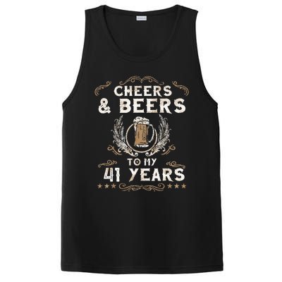 Cheers and Beers to 41 Years 41st Birthday Anniversary  PosiCharge Competitor Tank