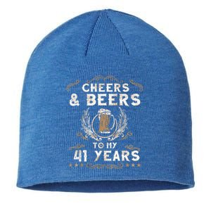 Cheers and Beers to 41 Years 41st Birthday Anniversary  Sustainable Beanie