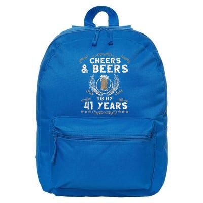 Cheers and Beers to 41 Years 41st Birthday Anniversary  16 in Basic Backpack