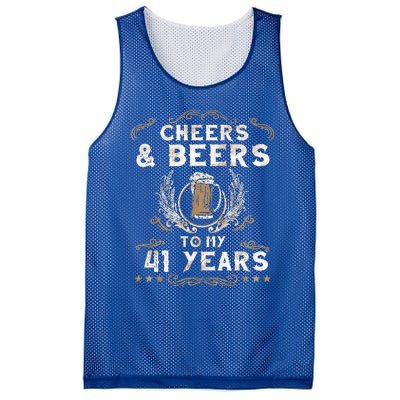 Cheers and Beers to 41 Years 41st Birthday Anniversary  Mesh Reversible Basketball Jersey Tank