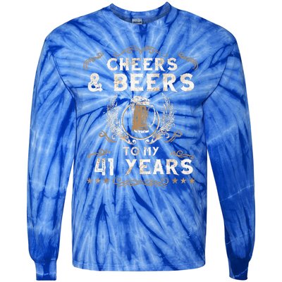 Cheers and Beers to 41 Years 41st Birthday Anniversary  Tie-Dye Long Sleeve Shirt