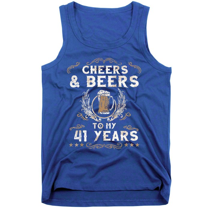 Cheers and Beers to 41 Years 41st Birthday Anniversary  Tank Top