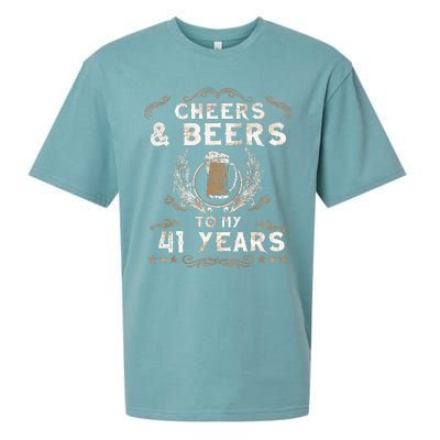 Cheers and Beers to 41 Years 41st Birthday Anniversary  Sueded Cloud Jersey T-Shirt