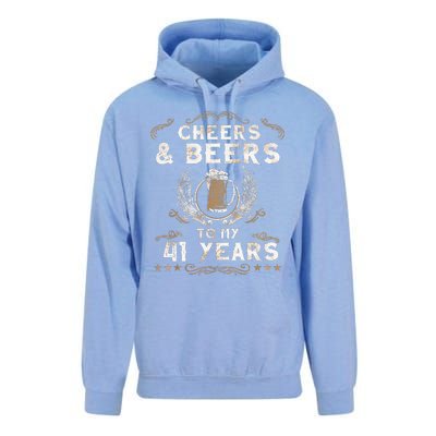 Cheers and Beers to 41 Years 41st Birthday Anniversary  Unisex Surf Hoodie