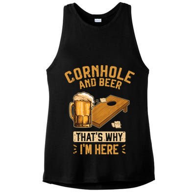 Cornhole And Beer That's Why I'm Here Sack Toss Game Ladies PosiCharge Tri-Blend Wicking Tank