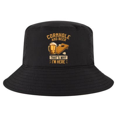 Cornhole And Beer That's Why I'm Here Sack Toss Game Cool Comfort Performance Bucket Hat