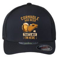 Cornhole And Beer That's Why I'm Here Sack Toss Game Flexfit Unipanel Trucker Cap