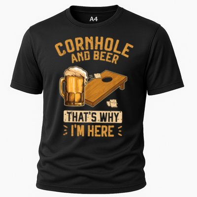 Cornhole And Beer That's Why I'm Here Sack Toss Game Performance Shirt
