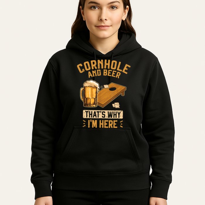 Cornhole And Beer That's Why I'm Here Sack Toss Game Hoodie