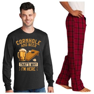 Cornhole And Beer That's Why I'm Here Sack Toss Game Long Sleeve Pajama Set