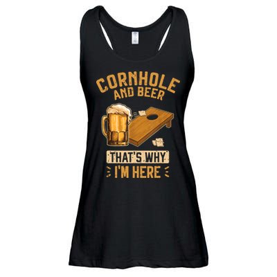 Cornhole And Beer That's Why I'm Here Sack Toss Game Ladies Essential Flowy Tank