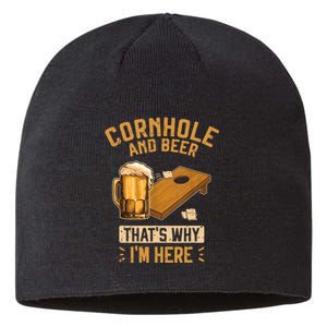 Cornhole And Beer That's Why I'm Here Sack Toss Game Sustainable Beanie