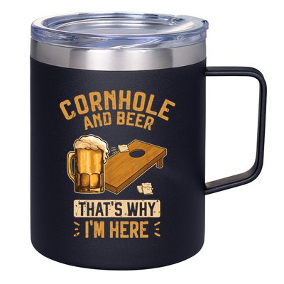 Cornhole And Beer That's Why I'm Here Sack Toss Game 12oz Stainless Steel Coffee Mug
