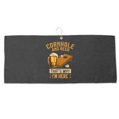Cornhole And Beer That's Why I'm Here Sack Toss Game Large Microfiber Waffle Golf Towel