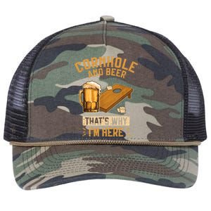 Cornhole And Beer That's Why I'm Here Sack Toss Game Retro Rope Trucker Hat Cap