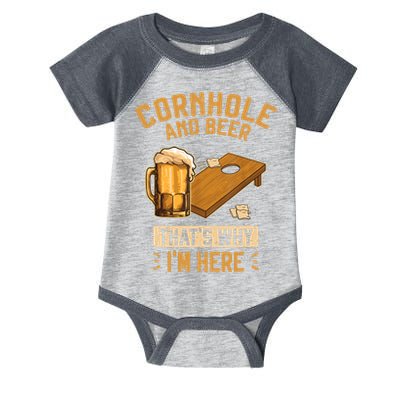 Cornhole And Beer That's Why I'm Here Sack Toss Game Infant Baby Jersey Bodysuit