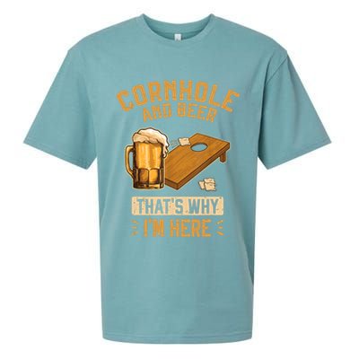 Cornhole And Beer That's Why I'm Here Sack Toss Game Sueded Cloud Jersey T-Shirt