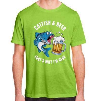 Catfish And Beer ThatS Why IM Here Catfish Fishing Flathead Gift Adult ChromaSoft Performance T-Shirt