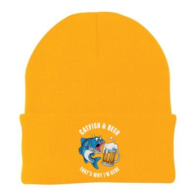 Catfish And Beer ThatS Why IM Here Catfish Fishing Flathead Gift Knit Cap Winter Beanie