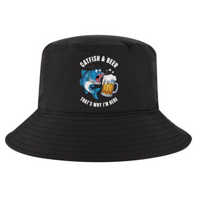 Catfish And Beer ThatS Why IM Here Catfish Fishing Flathead Gift Cool Comfort Performance Bucket Hat