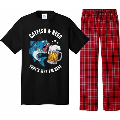 Catfish And Beer ThatS Why IM Here Catfish Fishing Flathead Gift Pajama Set