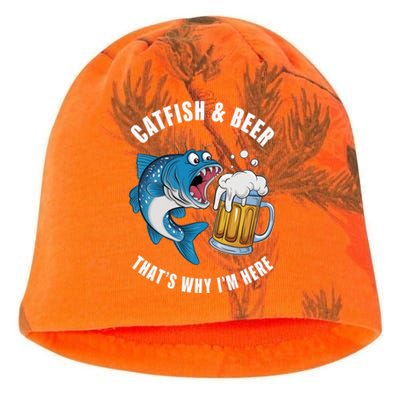 Catfish And Beer ThatS Why IM Here Catfish Fishing Flathead Gift Kati - Camo Knit Beanie