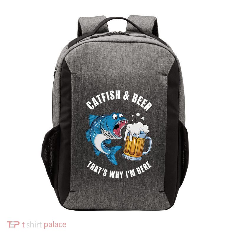 Catfish And Beer ThatS Why IM Here Catfish Fishing Flathead Gift Vector Backpack