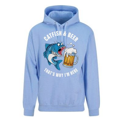 Catfish And Beer ThatS Why IM Here Catfish Fishing Flathead Gift Unisex Surf Hoodie