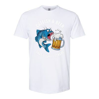 Catfish And Beer ThatS Why IM Here Catfish Fishing Flathead Gift Softstyle CVC T-Shirt