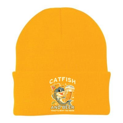 Catfish And Beer ThatS Why IM Here For Catfish Fishing Lover Funny Gift Knit Cap Winter Beanie