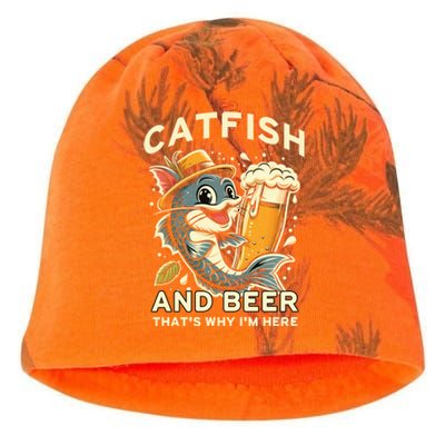 Catfish And Beer ThatS Why IM Here For Catfish Fishing Lover Funny Gift Kati - Camo Knit Beanie