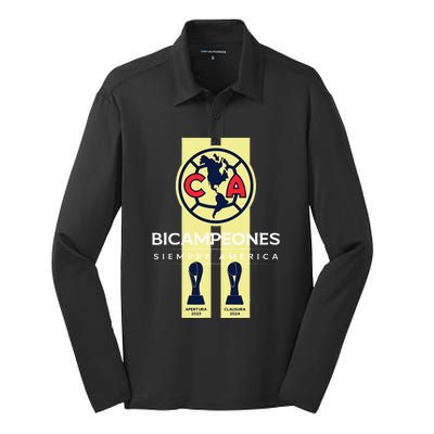 Club America Bicampeon Torneo Apertura 2023 Clausura 2024 Silk Touch Performance Long Sleeve Polo