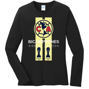 Club America Bicampeon Torneo Apertura 2023 Clausura 2024 Ladies Long Sleeve Shirt