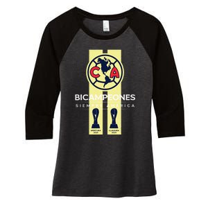 Club America Bicampeon Torneo Apertura 2023 Clausura 2024 Women's Tri-Blend 3/4-Sleeve Raglan Shirt