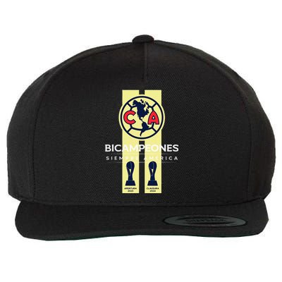 Club America Bicampeon Torneo Apertura 2023 Clausura 2024 Wool Snapback Cap