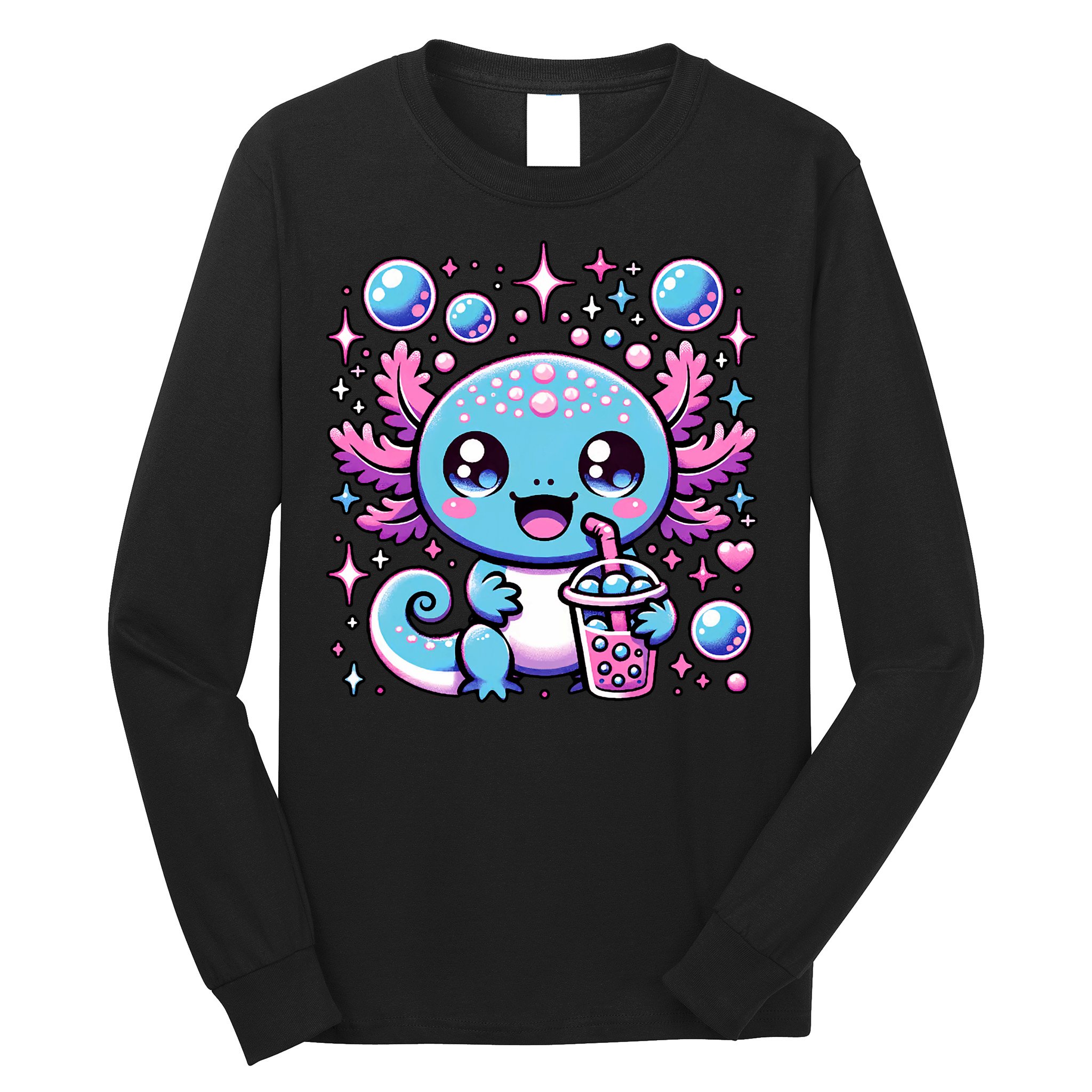 Cute Axolotl Bubble Boba Tea Anime   Long Sleeve Shirt