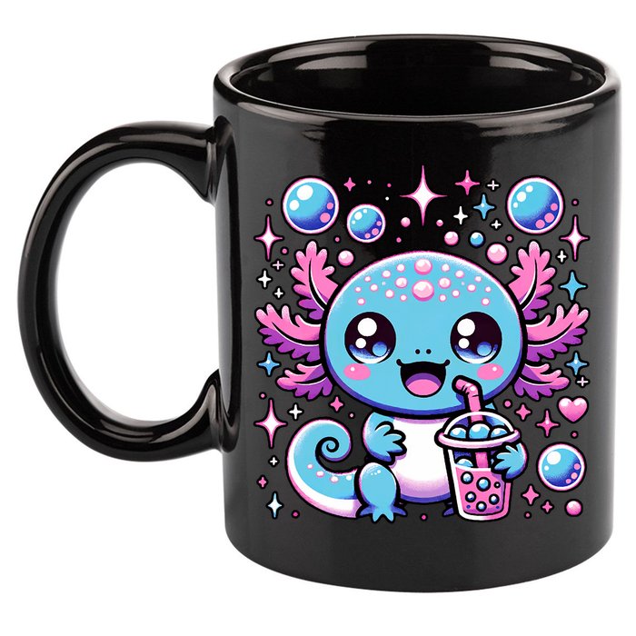 Cute Axolotl Bubble Boba Tea Anime   11oz C Handle Ceramic Mug